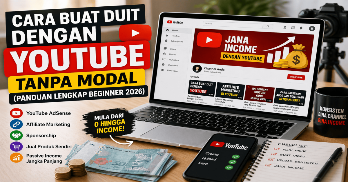 Cara Buat Duit Dengan YouTube Tanpa Modal