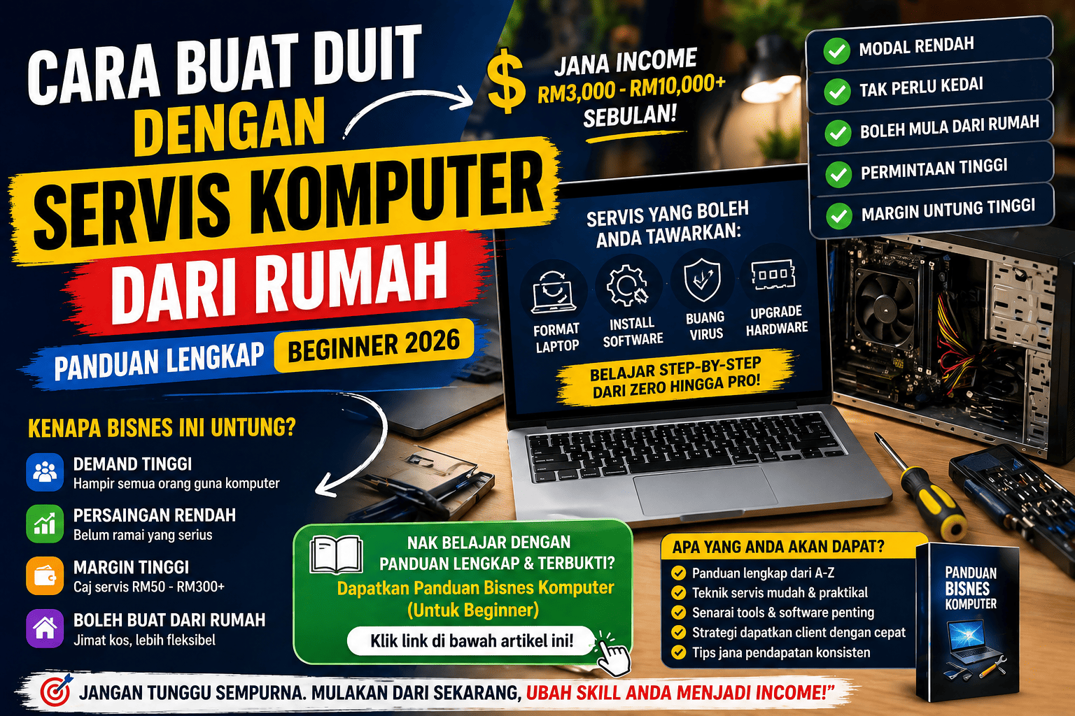 cara buat duit servis komputer dari rumah